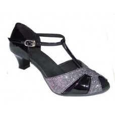 LILLIAN BLACK/SILVER 1.5 LOW HEEL