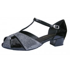 LILLIAN BLACK/SILVER - BLOCK HEEL