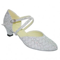 LILLY WHITE SPARKLE CLOSED TOE 1.5 LOW HEEL